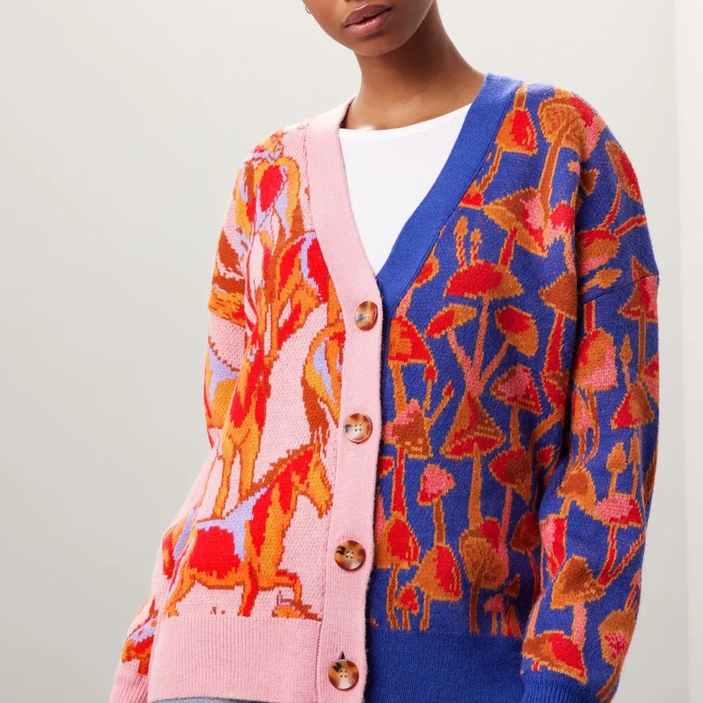 Mixed Mushroom Knit Cardigan